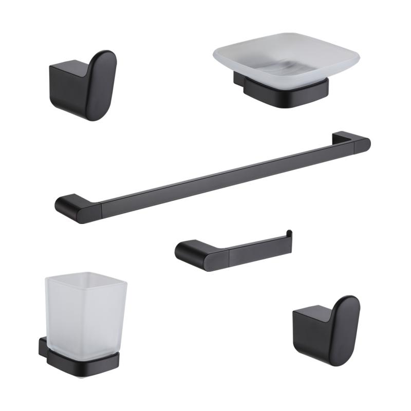 Set De Accesorios De Baño 6 Piezas Peirano Soria Black 16006BL