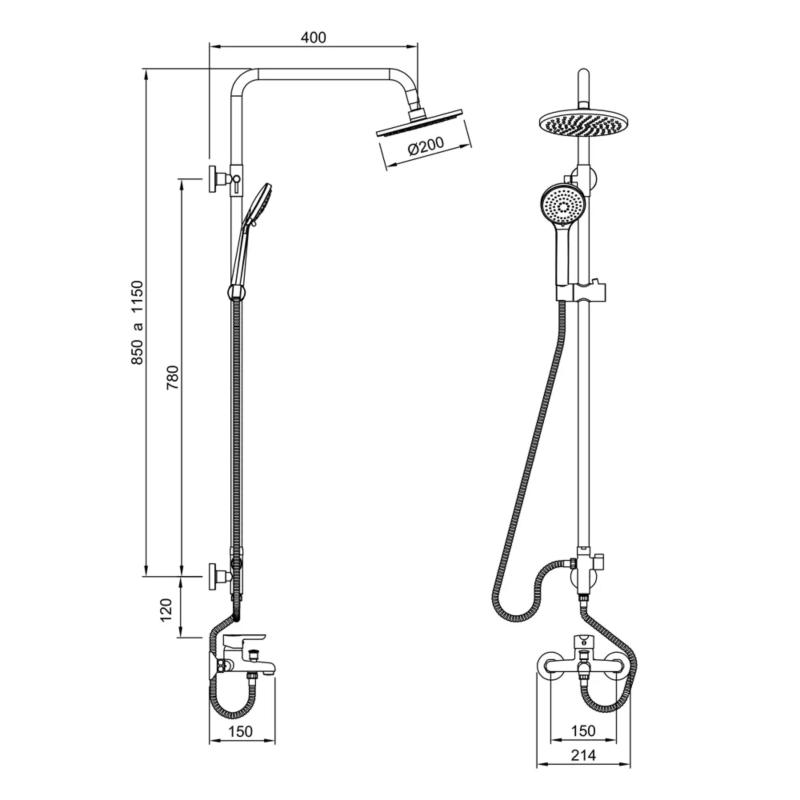 Flor Ducha Columna Exterior Con Transferencia Peirano Adra 84-203