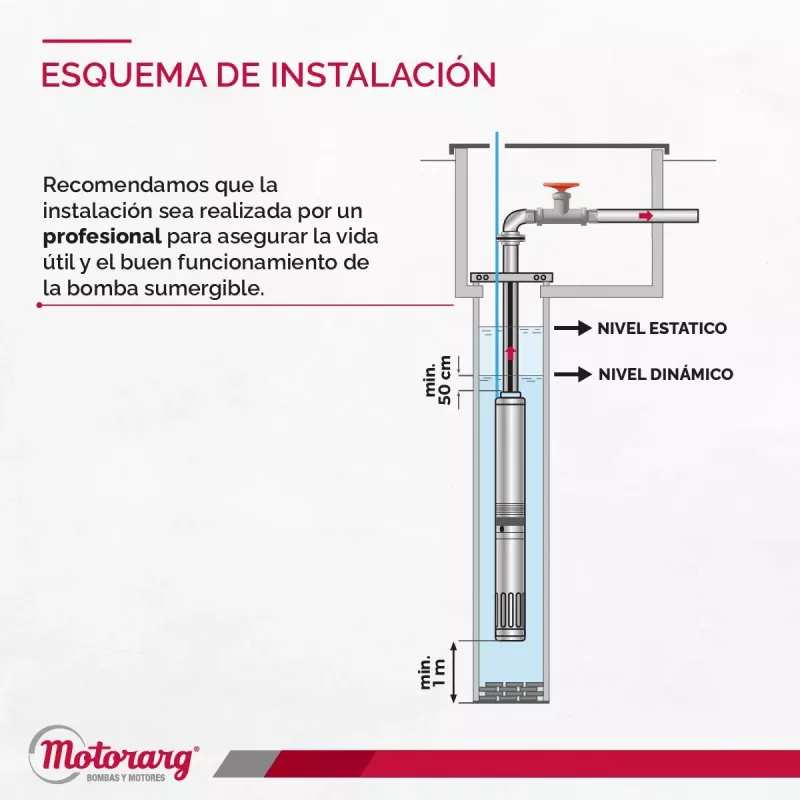 Bomba Sumergible de Pozo Motorarg 4PACK100 30 mts Cable 1 HP