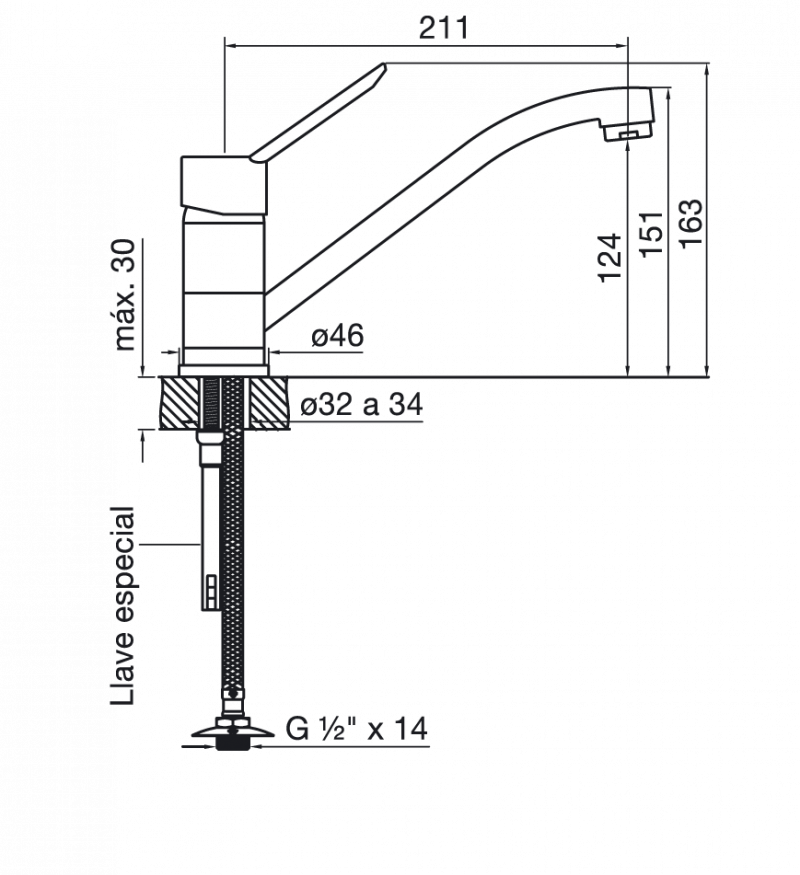Grifería Cocina Monocomando Mesada Fv Newport 0411.01/B2