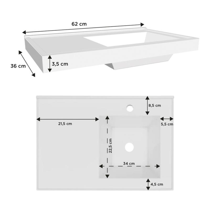 Vanitory Mueble De Acero con Mesada Mármol Sintético Cozimax Roma Negro