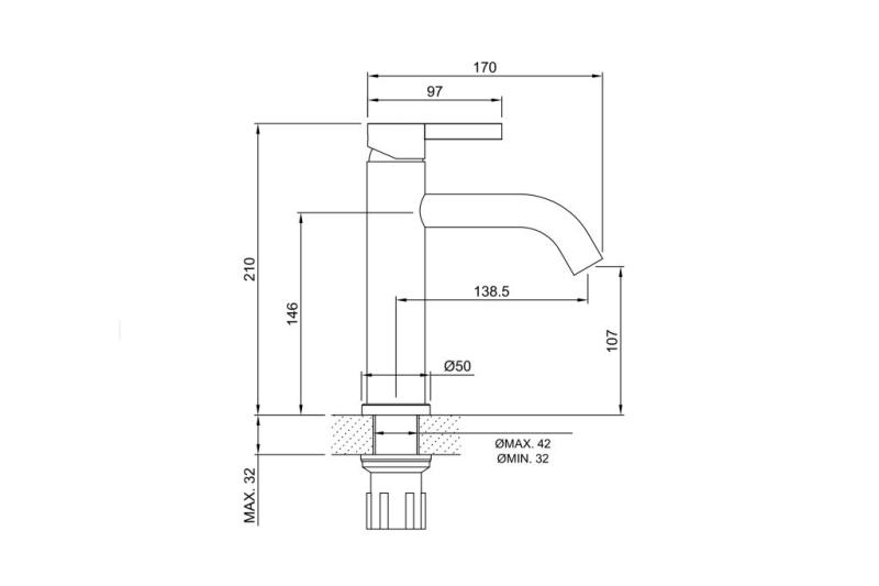 Grifería Monocomando Lavatorio Bajo Peirano Steel 60-205