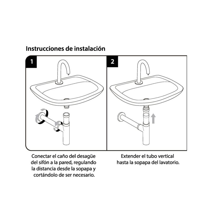 Sifón Para Lavatorio Extensible Ideal Negro Mate (1618)