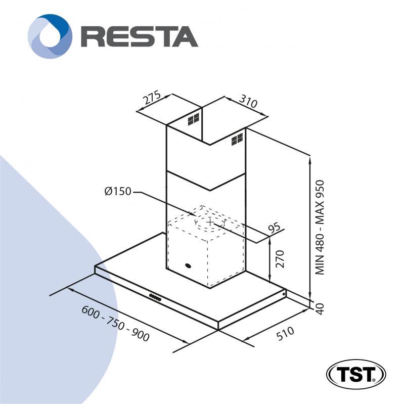 Extractor Campana Cocina Acero Inoxidable Tst Nihuil 90 Cm