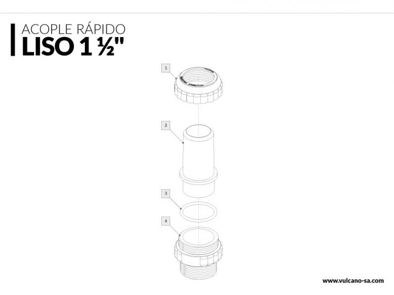 Acople rápido liso 1 1/2" Vulcano Cód 101007