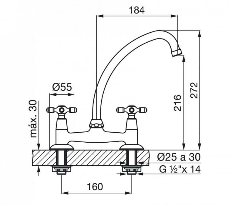 Grifería Cocina Mesada Fv Newport Plus 0413/B2P