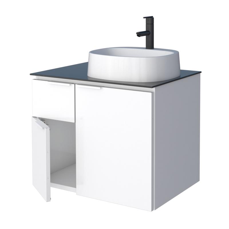 Vanitory De Acero Mueble Con Vidrio Templado Cozimax Figo Blanco