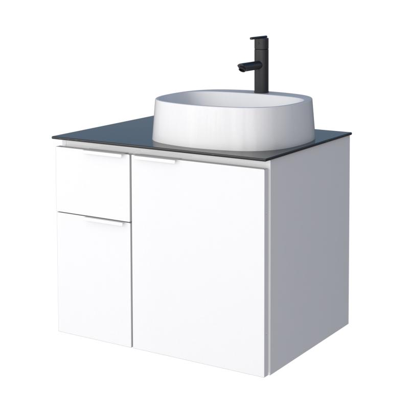 Vanitory De Acero Mueble Con Vidrio Templado Cozimax Figo Blanco