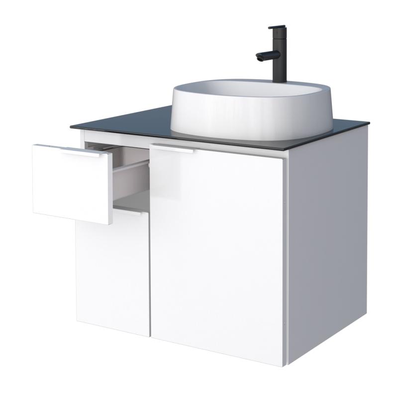 Vanitory De Acero Mueble Con Vidrio Templado Cozimax Figo Blanco