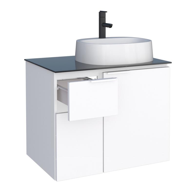 Vanitory De Acero Mueble Con Vidrio Templado Cozimax Figo Blanco