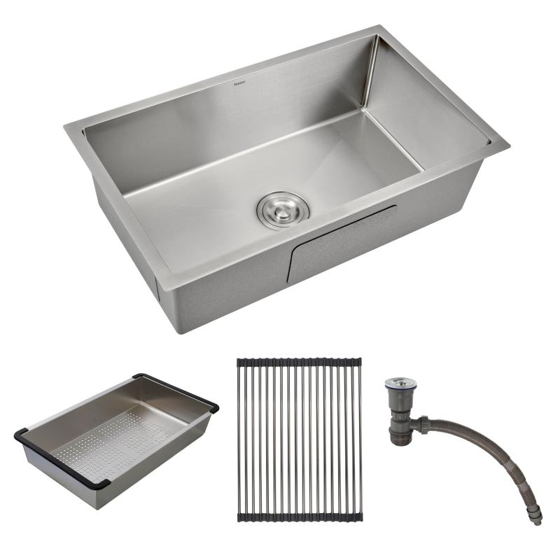 Bacha Cocina Con Accesorios Embutir Peirano Nickel Brushed