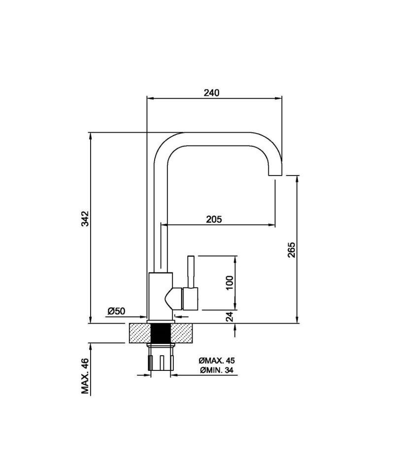 Grifería Monocomando De Cocina Acero Pulido Plateado Peirano Swift 20-147