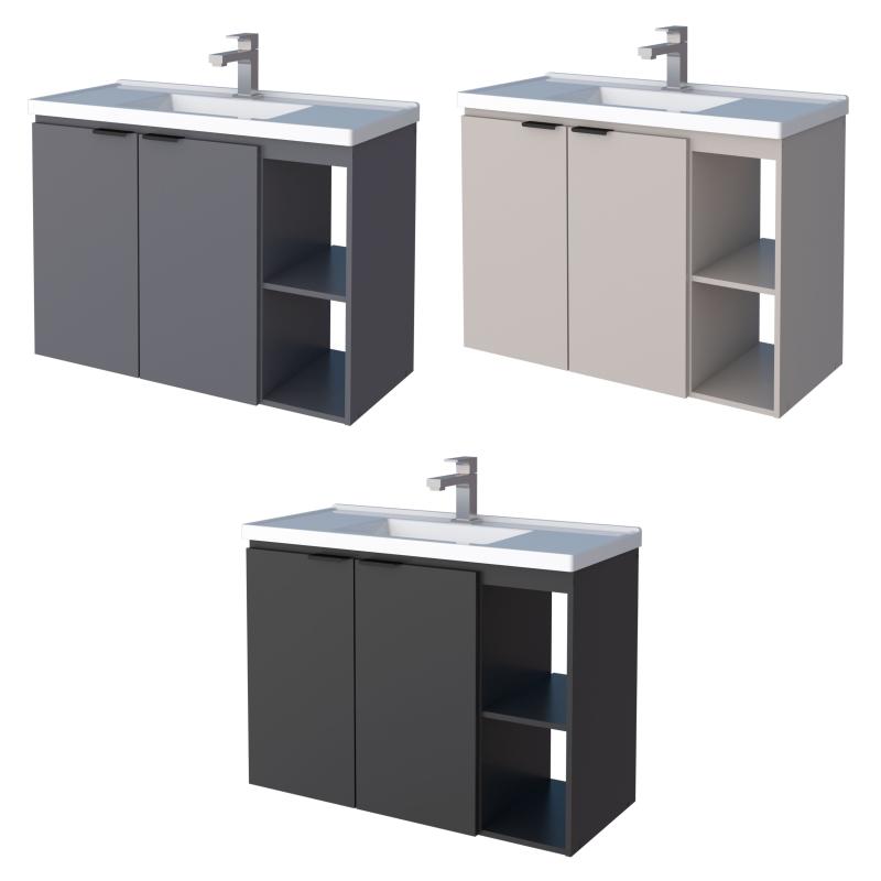 Vanitory Mueble Colgante Con Bacha Cozimax Aster 80