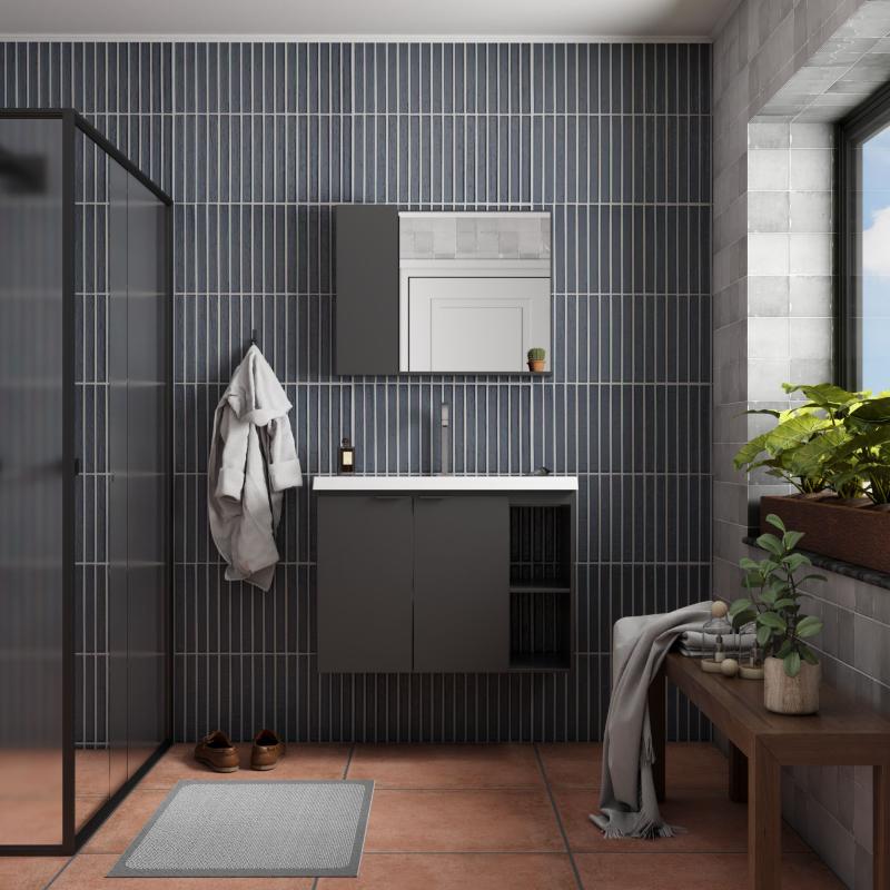 Vanitory Mueble Colgante Con Bacha Cozimax Aster 80