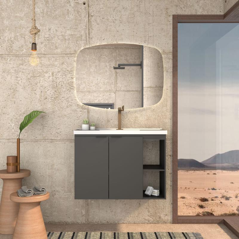 Vanitory Mueble Colgante Con Bacha Cozimax Aster 80