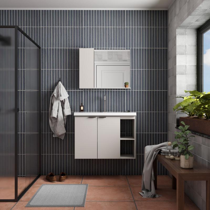 Vanitory Mueble Colgante Con Bacha Cozimax Aster 80