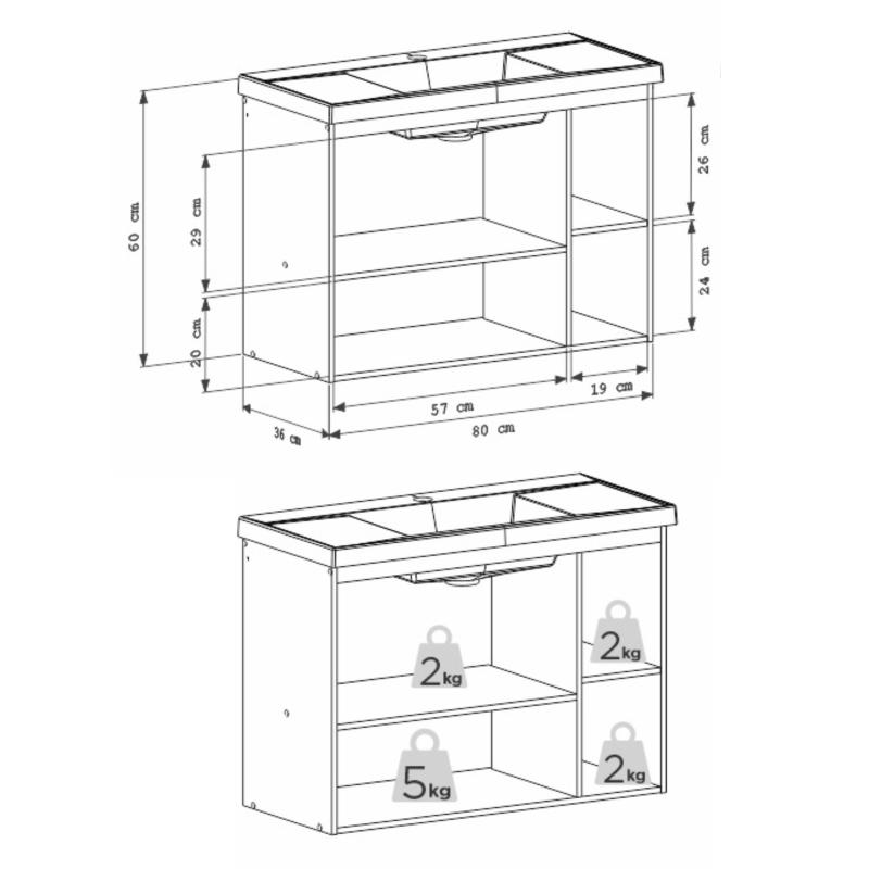 Vanitory Mueble Colgante Con Bacha Cozimax Aster 80