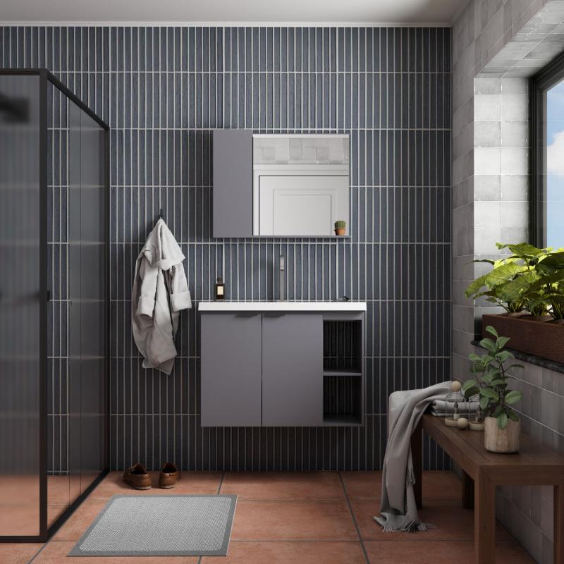 Vanitory Mueble Colgante Con Bacha Cozimax Aster 80