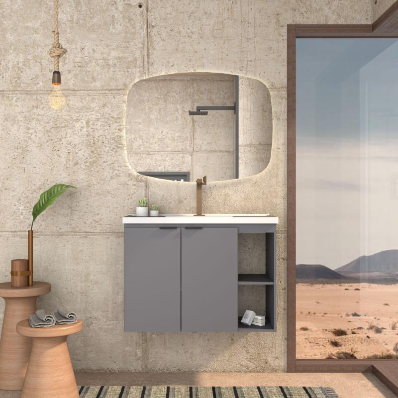 Vanitory Mueble Colgante Con Bacha Cozimax Aster 80