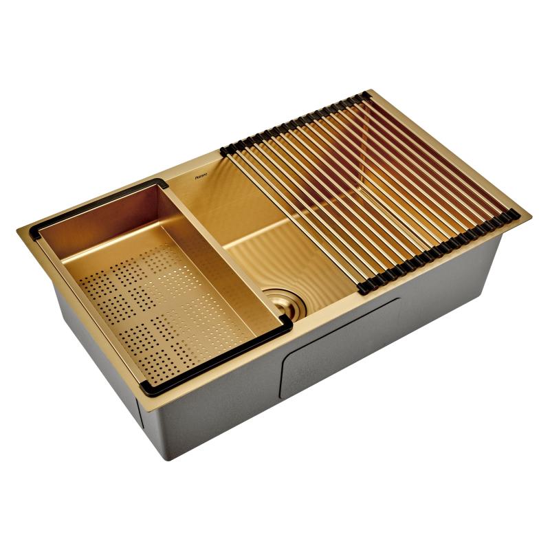 Bacha Cocina Con Accesorios Embutir Peirano Gold Brushed