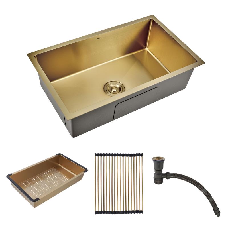 Bacha Cocina Con Accesorios Embutir Peirano Gold Brushed