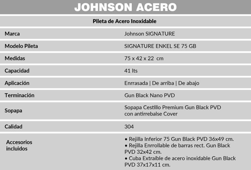 Bacha Cocina Johnson Signature Enkel Gunblack Nanopvd Se75gb