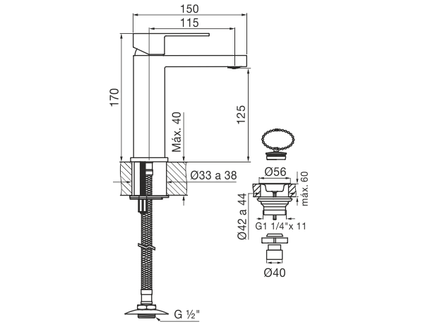 Grifería Monocomando Lavatorio Bajo Fv Dominic New 0181/85N CR