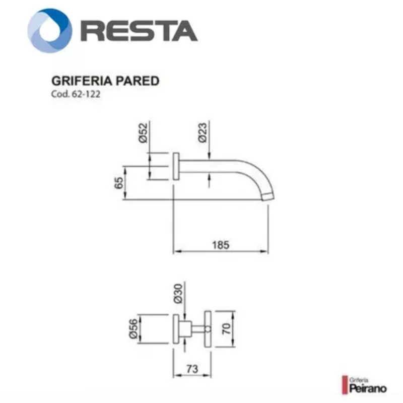 Grifería Lavatorio Pared Peirano Valencia 62-122