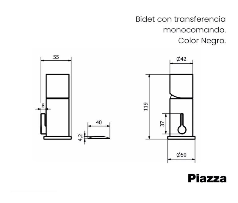Grifería Bidet Piazza Lounge Negro 10704NE