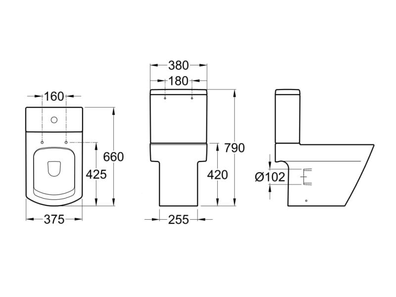 Inodoro largo  con salida dual Roca Hall