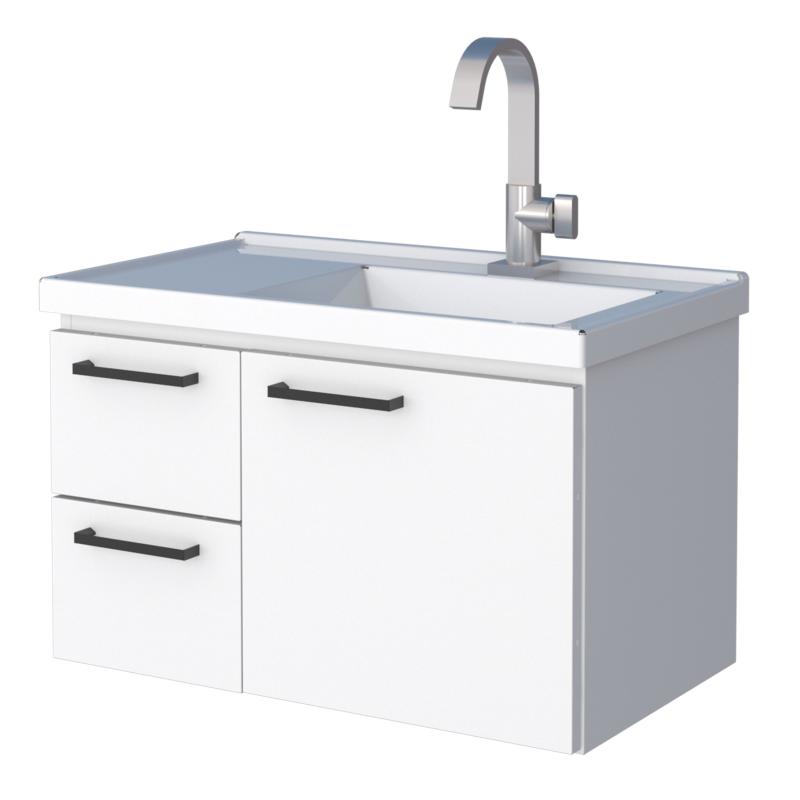 Vanitory Mueble De Acero con Mesada Mármol Sintético Cozimax Roma Blanco