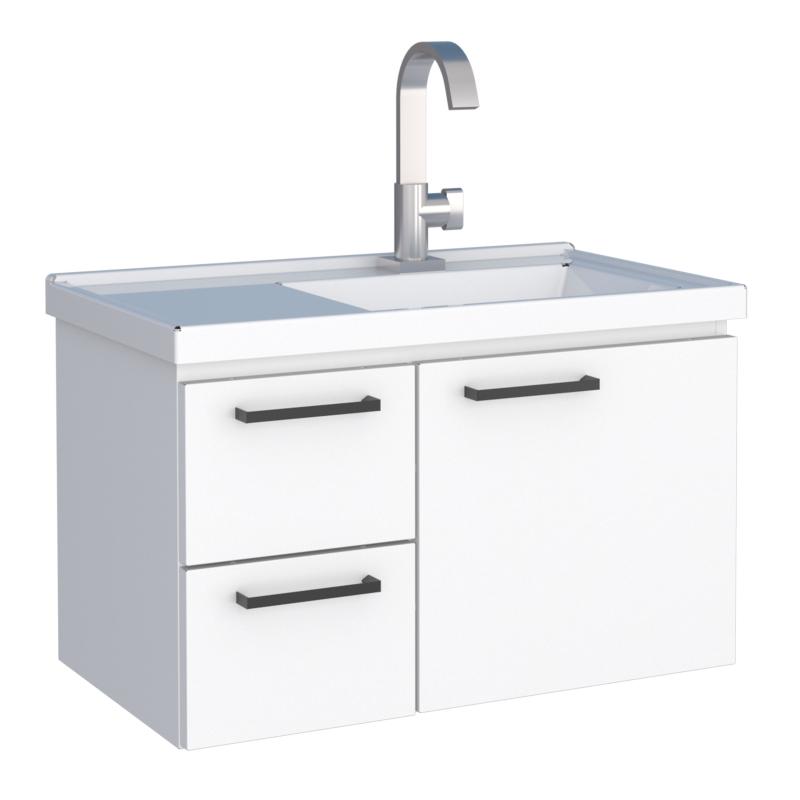 Vanitory Mueble De Acero con Mesada Mármol Sintético Cozimax Roma Blanco