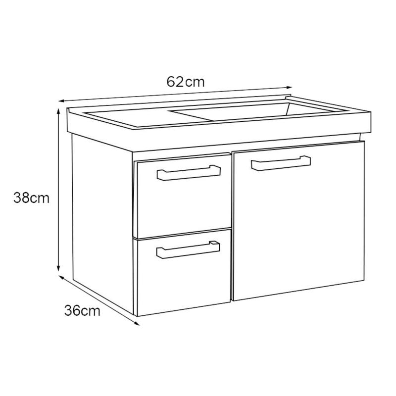 Vanitory Mueble De Acero con Mesada Mármol Sintético Cozimax Roma Blanco
