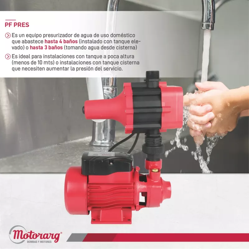 Bomba Agua Presurizadora Motorarg PF Pres 0.5 Hp