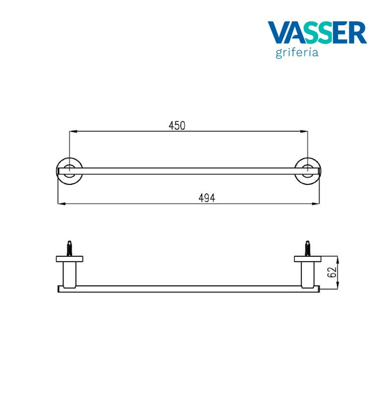 Toallero barral Vasser Cyrano Blanco 13/1819.BO