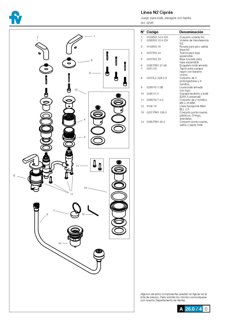 Grifería Para Bidet Fv Ciprés 0295/N2 Cromo