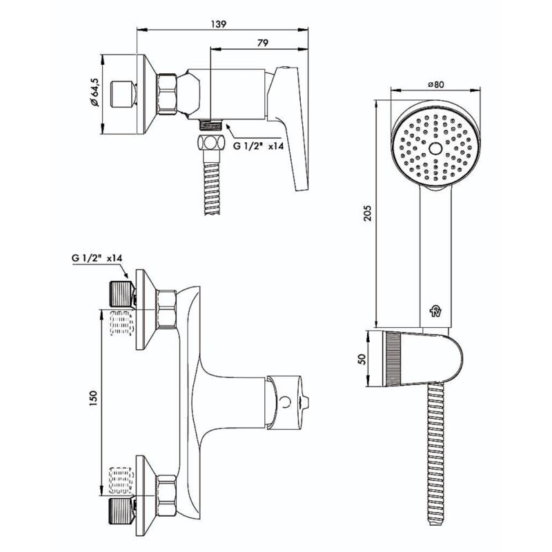 Grifería Ducha Sin Transferencia Monocomando Fv Alba 0311/G9 Cromo