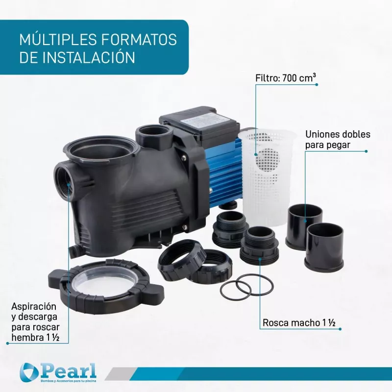 Bomba Piscina Electrobomba Autocebante Pearl Mini Pool 50m 60000 Lts 0.55 HP