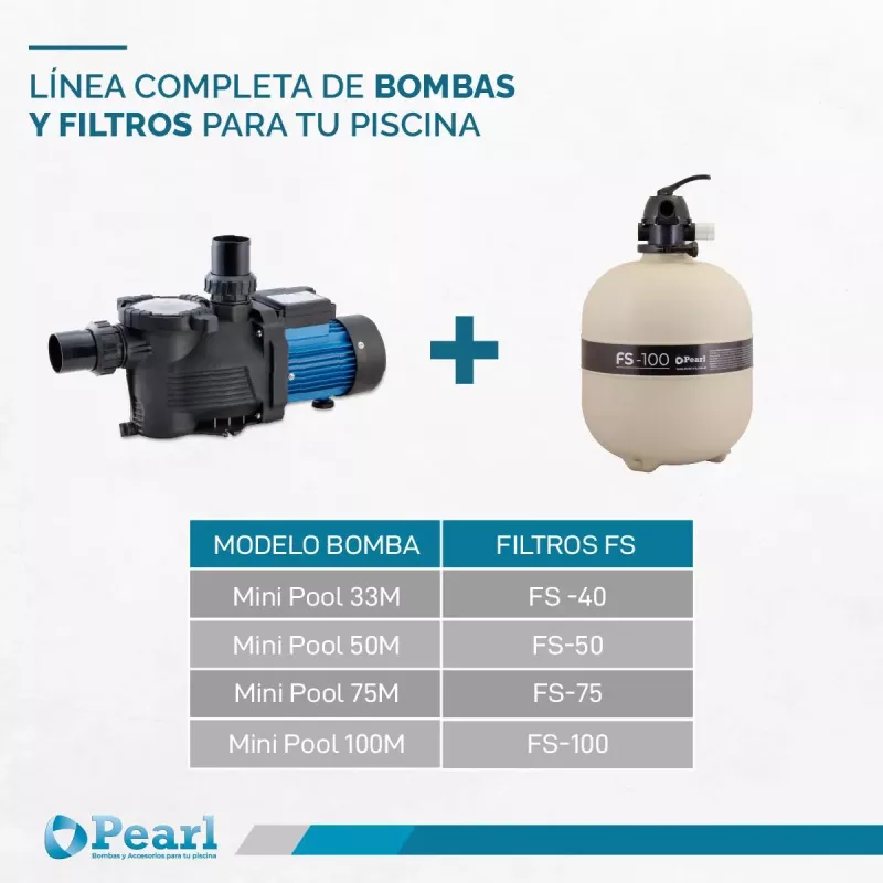 Bomba Piscina Electrobomba Autocebante Pearl Mini Pool 50m 60000 Lts 0.55 HP
