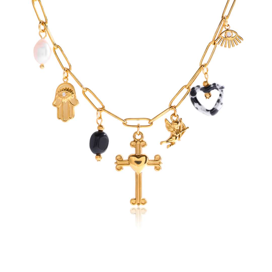 COLLAR CHARMS BLACK x1u