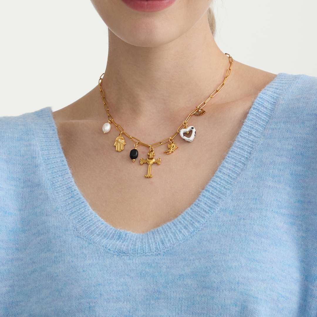 COLLAR CHARMS BLACK x1u