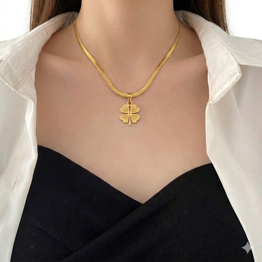 COLLAR TREBOL ORO x1u