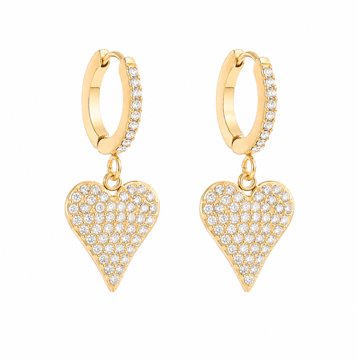 AROS CORAZON CRISTALES x PAR