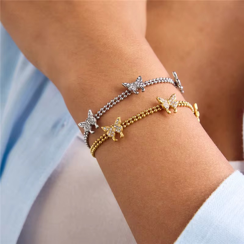 PULSERA MARIPOSA CRISTAL x1u