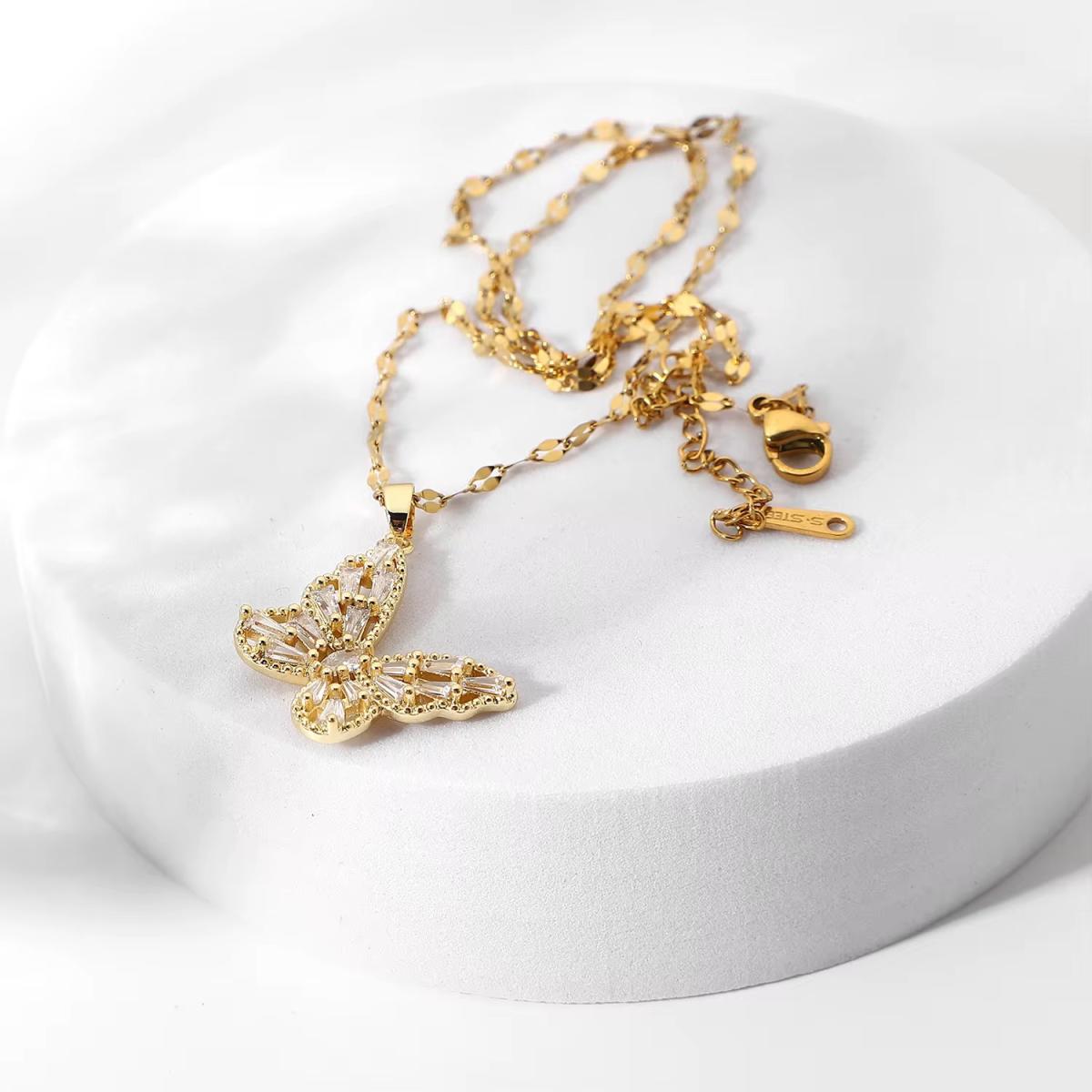 COLLAR MARIPOSA ORO x1u.