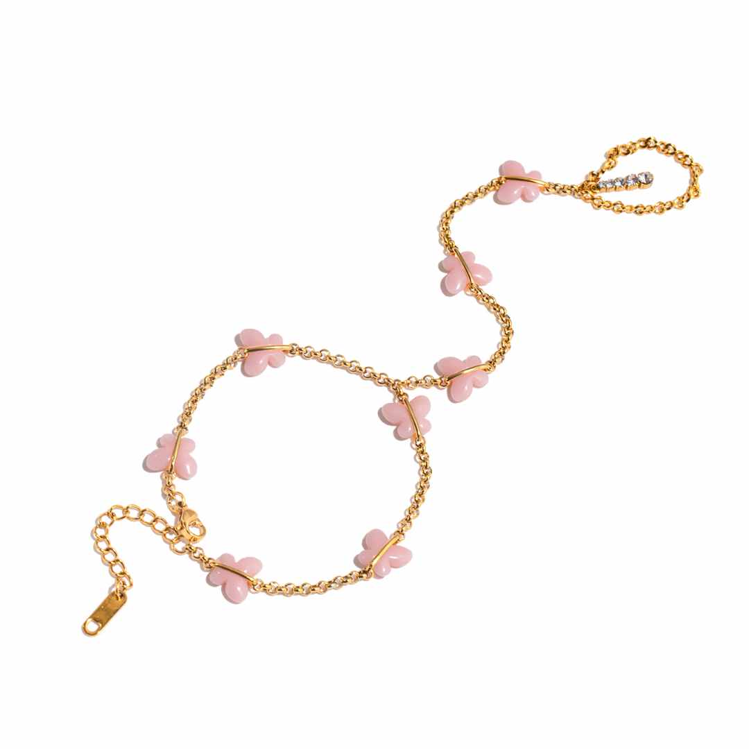PULSERA ANILLO PINK BUTTERFLY x1u
