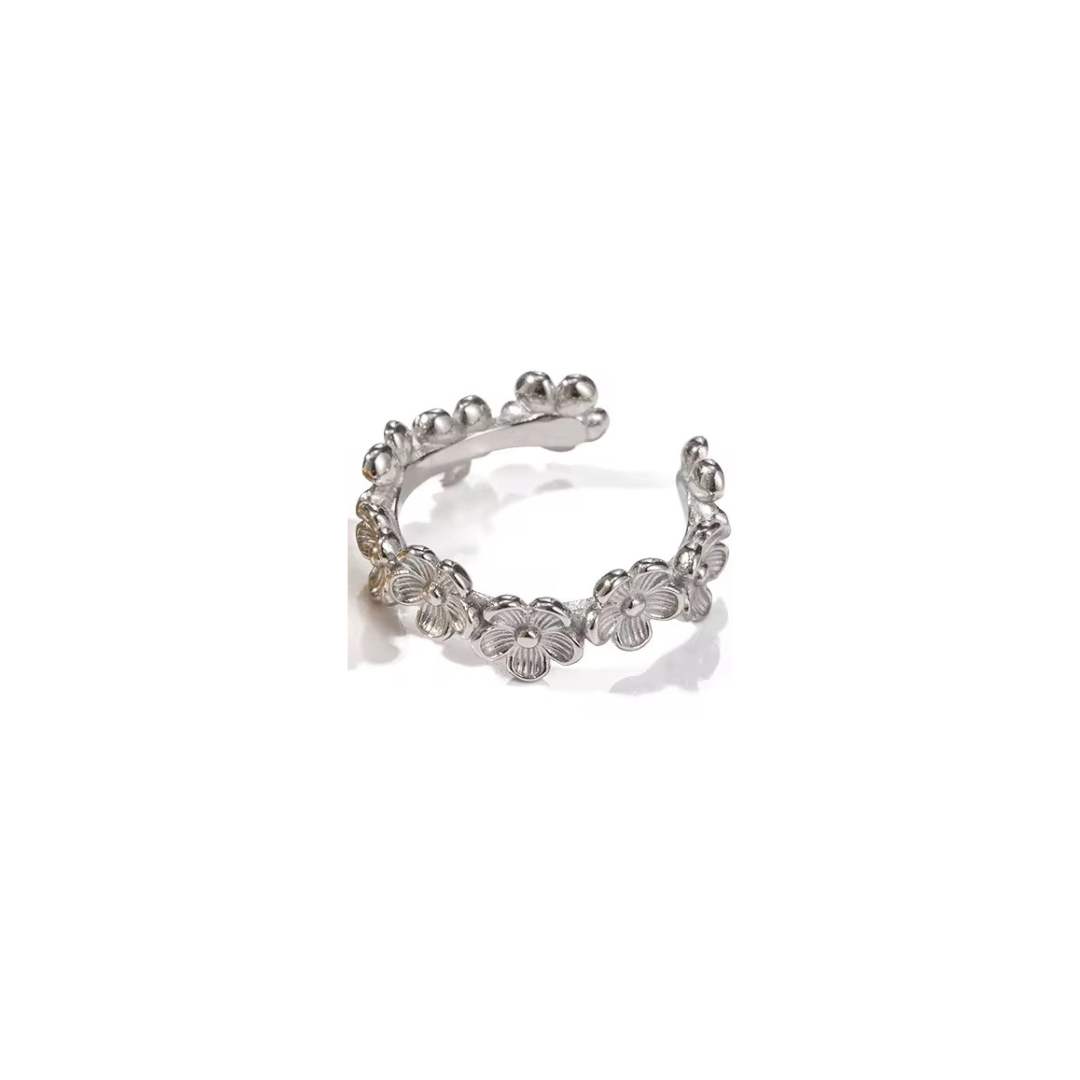 anillo plata flores