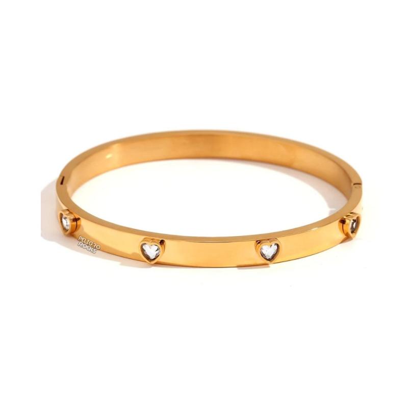 ESCLAVA CORAZONES CRISTAL ORO x1u