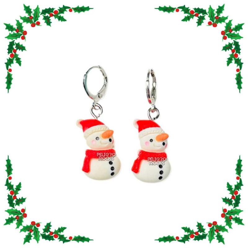 AROS MUÑECO DE NIEVE x PAR