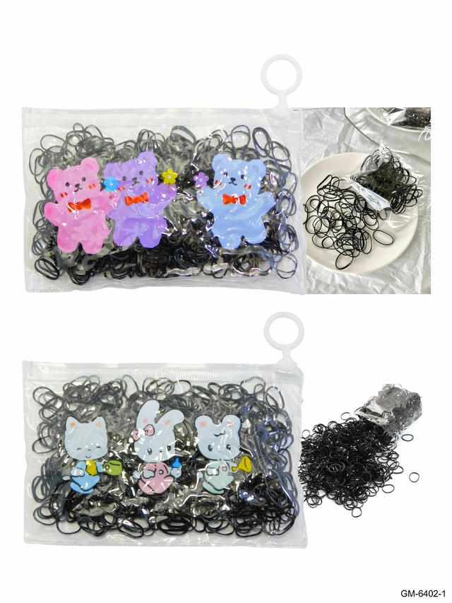 Gomita p/ trenzas reforzada en sobre Negro